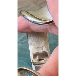 Vintage Trifari Brushed Silver Tone Leaf Hinged Cuff Bracelet Signed